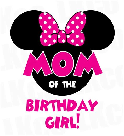 Minnie Mouse Iron On Transfer Mom Of The Birthday Girl Pink And Blac