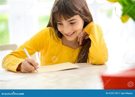 Cute Girl Writing A Letter Stock Photo Image Of Portrait 41251192