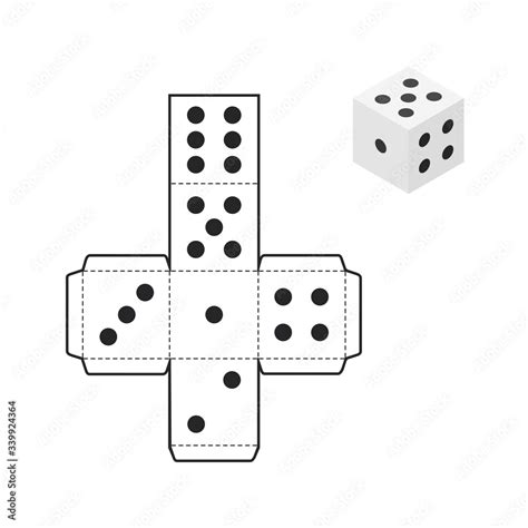 Printable Dice Template Isolated On White Background Stock Vector