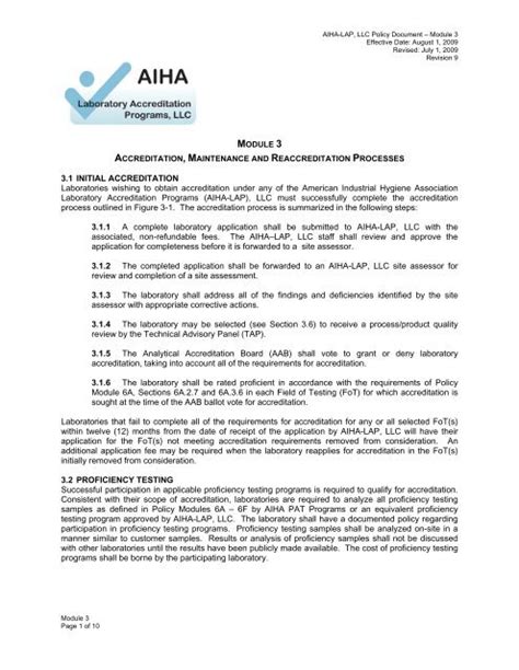 Module 1 Aihas Laboratory Accreditation Programs Llc