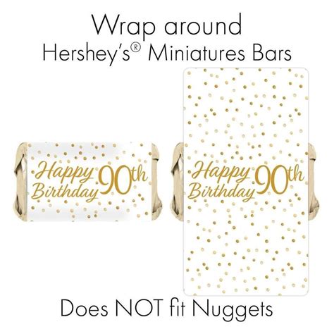 90th Birthday White And Gold Adult Birthday Hersheys Miniatures