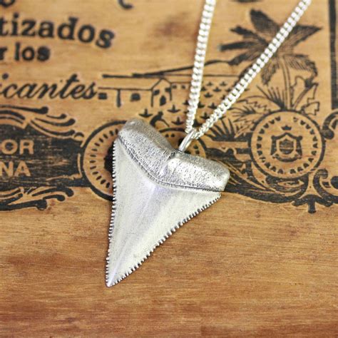 Great White Shark Tooth Necklace Silver Shark Tooth Pendant Oxidized