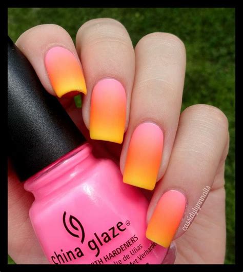 Bright Orange And Neon Pink Ombre Nails Nails Pinterest