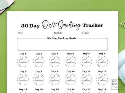 Printable 30 Day Quit Smoking Tracker 30 Day Stop Smoking Etsy