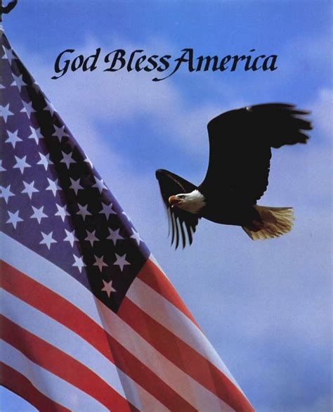 God Bless America Bald Eagle And American Flag 8x10 In