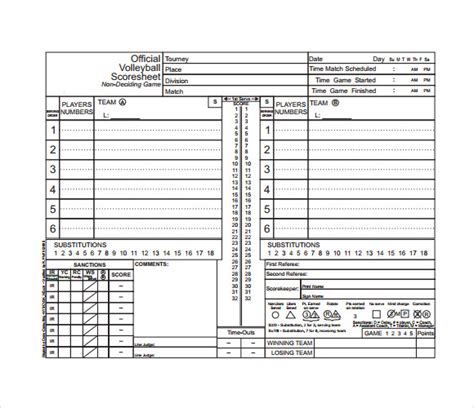 12 Sample Volleyball Score Sheets Sample Templates