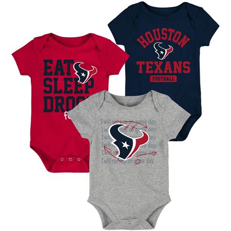 Officially Licensed Nfl Newborn And Infant Bodysuit 3pcs Texans