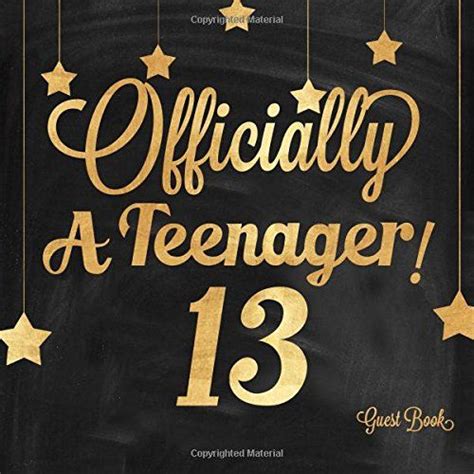 Officially A Teenager 13 Guest Book Thirteenth Message Log Journal