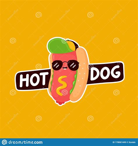Cute Happy Smiling Hot Dog Logo Template Stock Vector