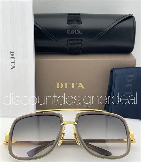 Dita Mach One Square Sunglasses Gray 18k Gold Gray Gradient Drx 2030 T