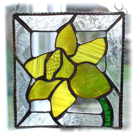 Daffodil Stained Glass Framed Suncatcher Spring Flower Glass Crafts