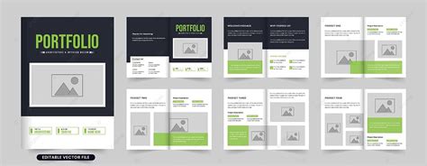 Architect Portfolio And Magazine Design With Photo Placeholders Green
