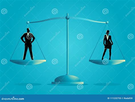 Businessman And Businesswoman Standing On A Scale Stock Vector
