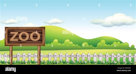 A Zoo Sign In Nature Illustration Stock Vector Image And Art Alamy