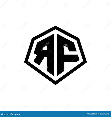 Rf Monogram Logo With Hexagon Shape And Line Rounded Style Design
