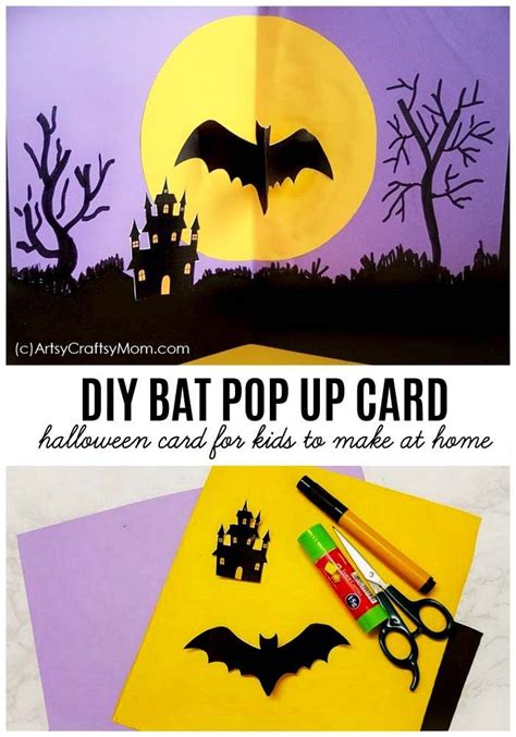 Diy Bat Pop Up Halloween Card For Kids Halloween Pop Up Cards