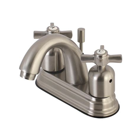 Kingston Brass 4 In Centerset Cross 2 Handle Bathroom Faucet In Satin