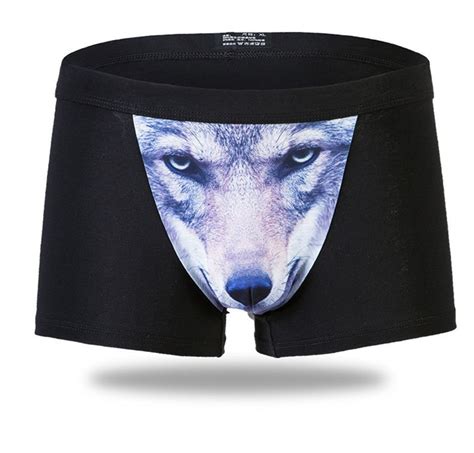 Men Sexy Boxers Underwear Underpants Wolf Pattern High Quality Male