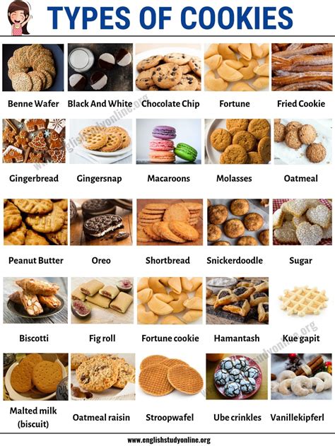 Types Of Cookies List Of 25 Popular Cookie Types In English English