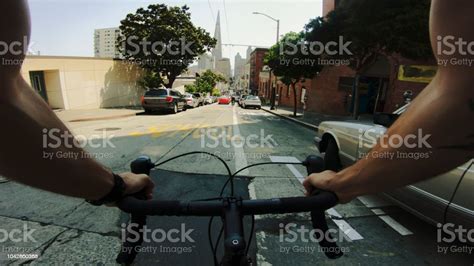 Pov Bicycle Riding Commuter With Road Racing Bike In San Francisco