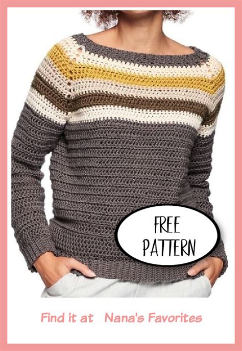 Classic Raglan Sweater Free Crochet Pattern Nana S Favorites
