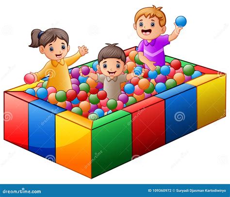 Children Playing On Colorful Balls Pool Stock Vector Illustration Of