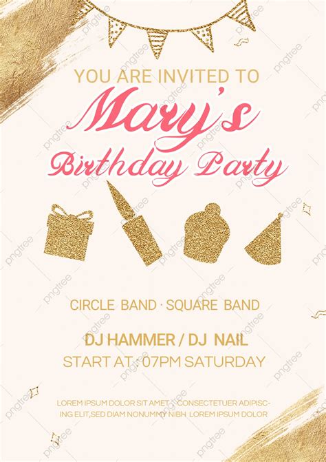 Golden Gold Foil Birthday Party Invitation Template Download On Pngtree