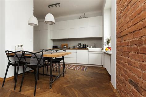Apartment Wall Of Bricks Dining Table Brick Design Architecture