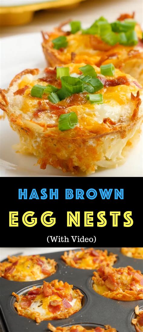 In the center of each hash brown nest, add a teaspoon of grated cheese, and then top with one egg. Hash Brown Happy Egg Nests - TipBuzz