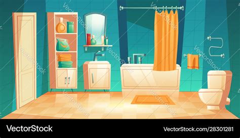 Modern Bathroom Interior With Furniture Cartoon Vector Image