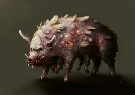 Art Concept Of A Very Fallout Esque Mutant Pig Creature Concept Art
