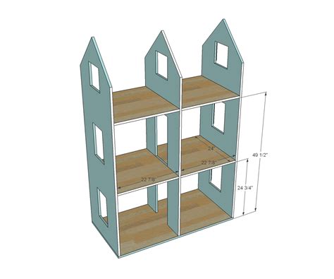 Free dollhouse plans for making a toy house for dolls. Ana White | Three Story American Girl or 18" Dollhouse ...