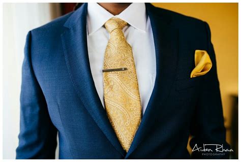 Navy Suit And Gold Tie Navy Blue And Gold Wedding Blue Suit Wedding