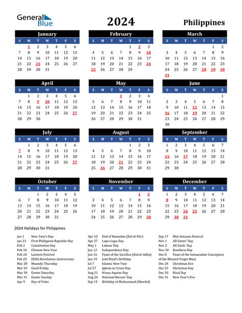 Philippines Calendar With Holidays Printable The Calendar Images The