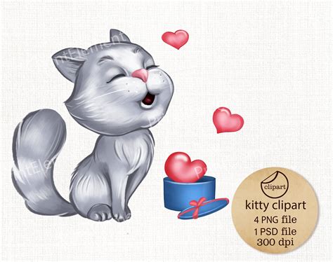 Kitten Clipart Funny Cats Cliparts Cute Kitten Clip Art 4 Etsy
