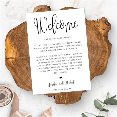 Wedding Welcome Letter Template Welcome Bag Note Welcome Bag Etsy