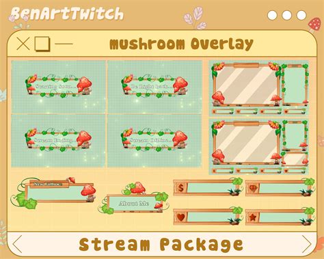 Animated Cottagecore Twitch Overlay Stream Package Mushroom Etsy