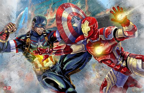 Iron Man Captain America Art Wallpaperhd Superheroes Wallpapers4k