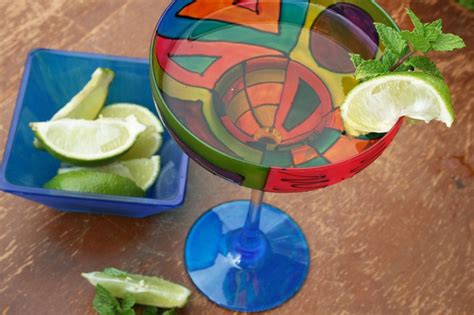 Colorful Margarita Glasses Hand Painted Fused Glass T Etsy