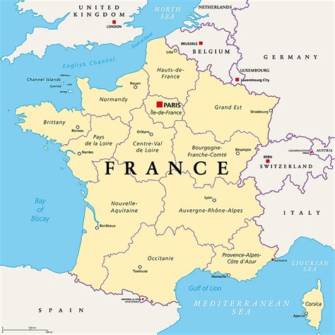 What Countries Border France Map