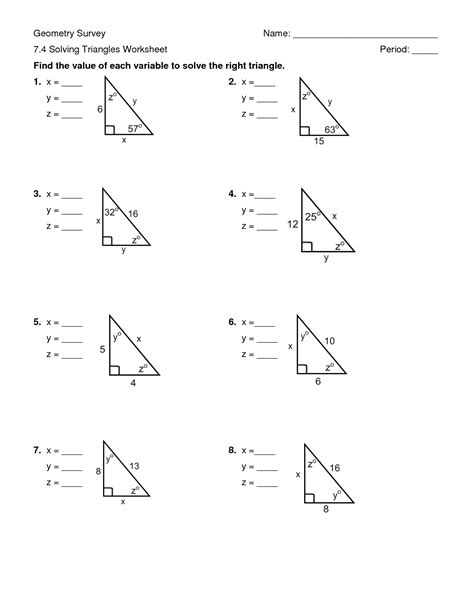 Right triangle trig (solving for sides). 32 Geometry Special Right Triangles Worksheet - Worksheet ...