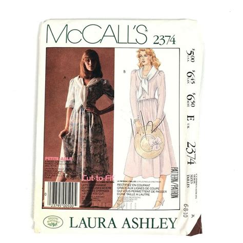Laura Ashley Dress Pattern Mccalls 2374 Misses Size 6 8 10 Vintage 80s