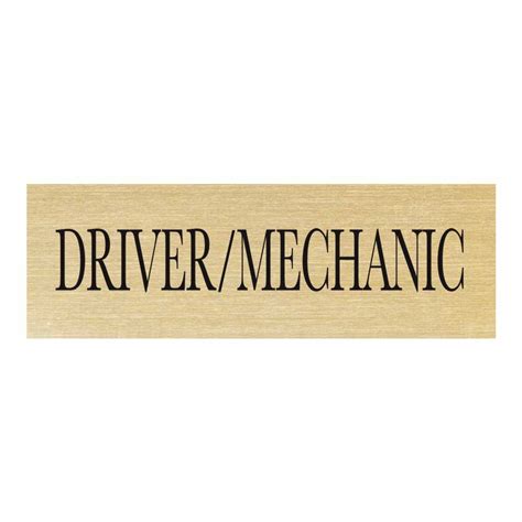 Drivermechanic Badge Id Plate