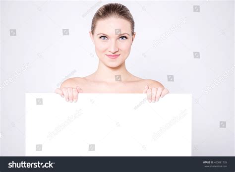 Nude Woman Hiding Behind Blank Whiteboard ภาพสต็อก 400881739 Shutterstock