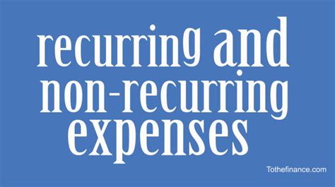 Recurring Expense And Non Recurring Expense