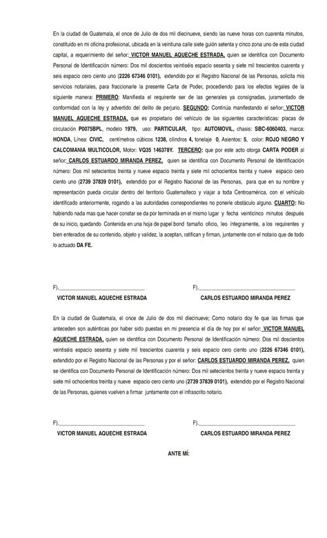 Carta Poder Para Circular Vehiculo Armando 11072019 Studocu