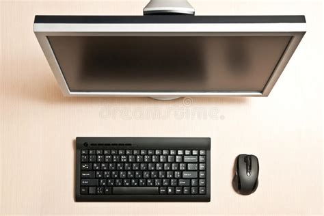 Modern Gaming Computer On Desk Screen For Mockup Stock Photo Image