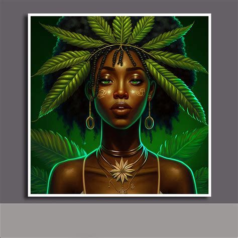 Stoner Girl Printable Wall Art Afro Woman Weed Crown Black Etsy