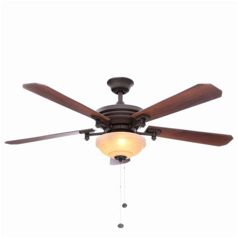 5 blade walnut finished ceiling fan with light: Hampton Bay Baxter II 52 in. Indoor Oil-Rubbed Bronze ...