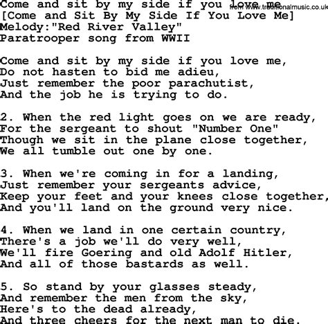 Old American Song Lyrics For Come And Sit By My Side If You Love Me With Pdf